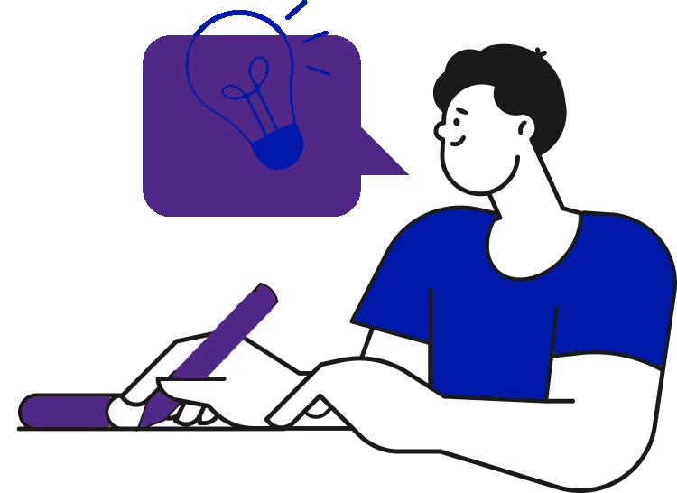Illustration of an author reviewing questions