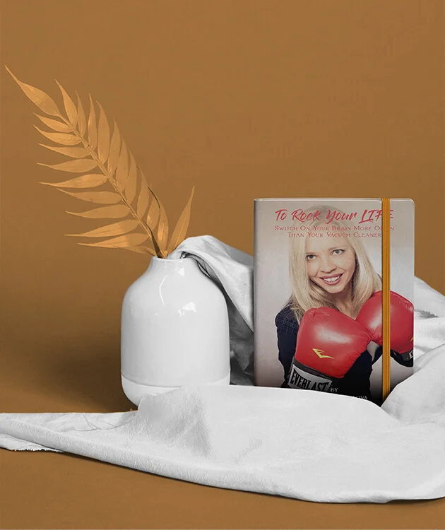 To Rock Your Life book cover featuring a woman in red boxing gloves, styled with a white vase